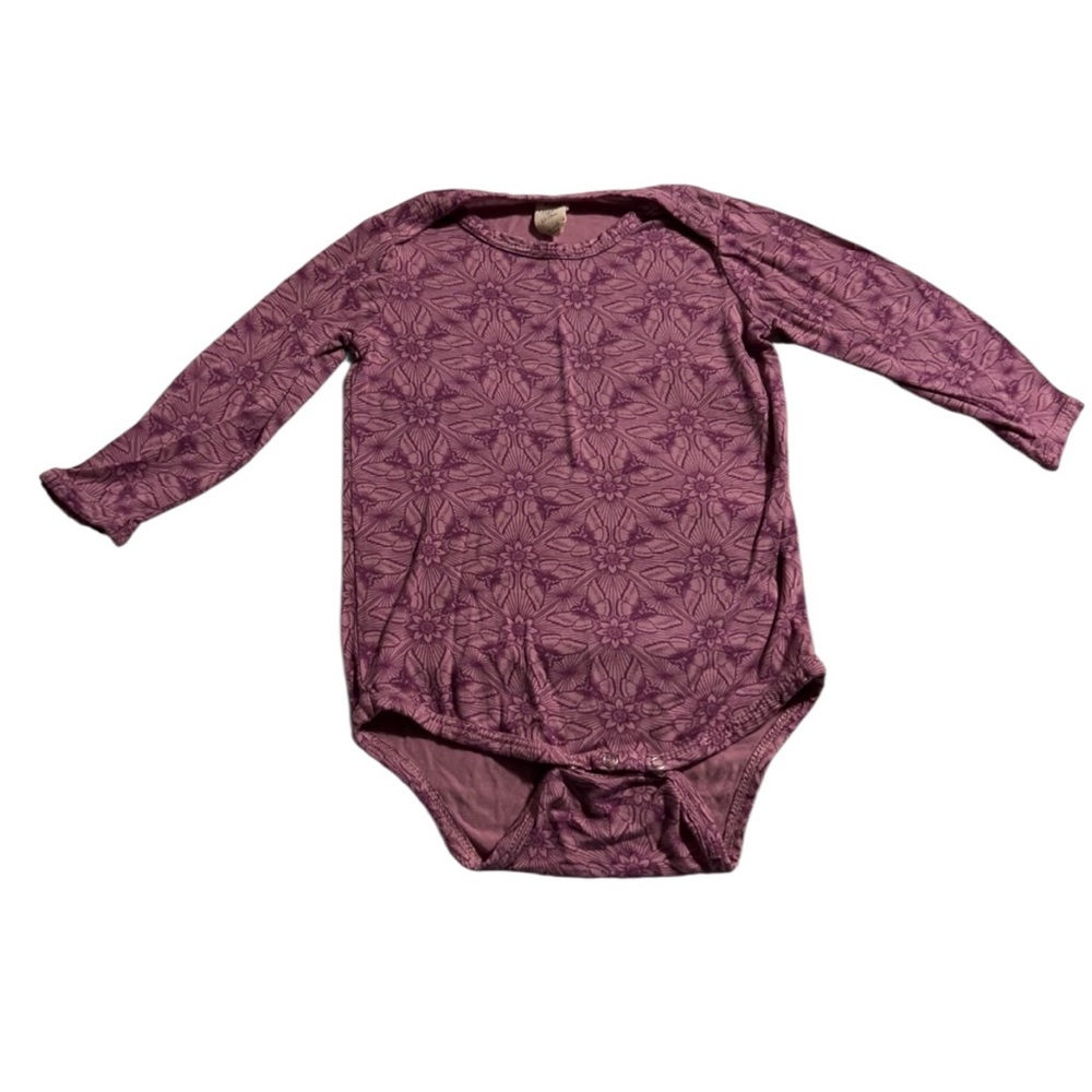 Kate Quinn Lenzing Modal Hollyhock Butterfly Longsleeve Lap Neck Bodysuit 12-18